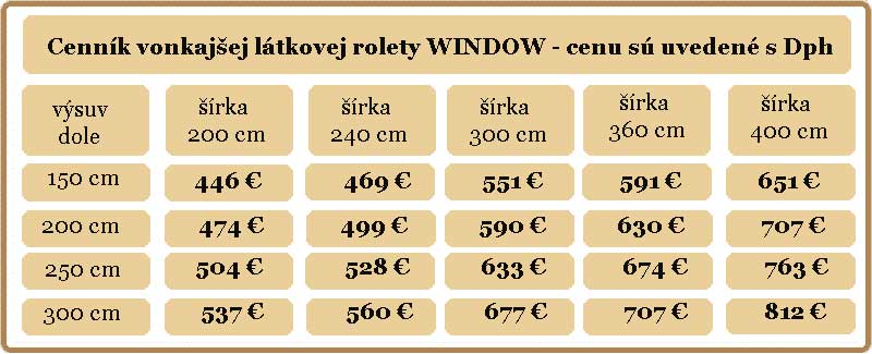 ceny-vonkajie-látkové-rolety-window